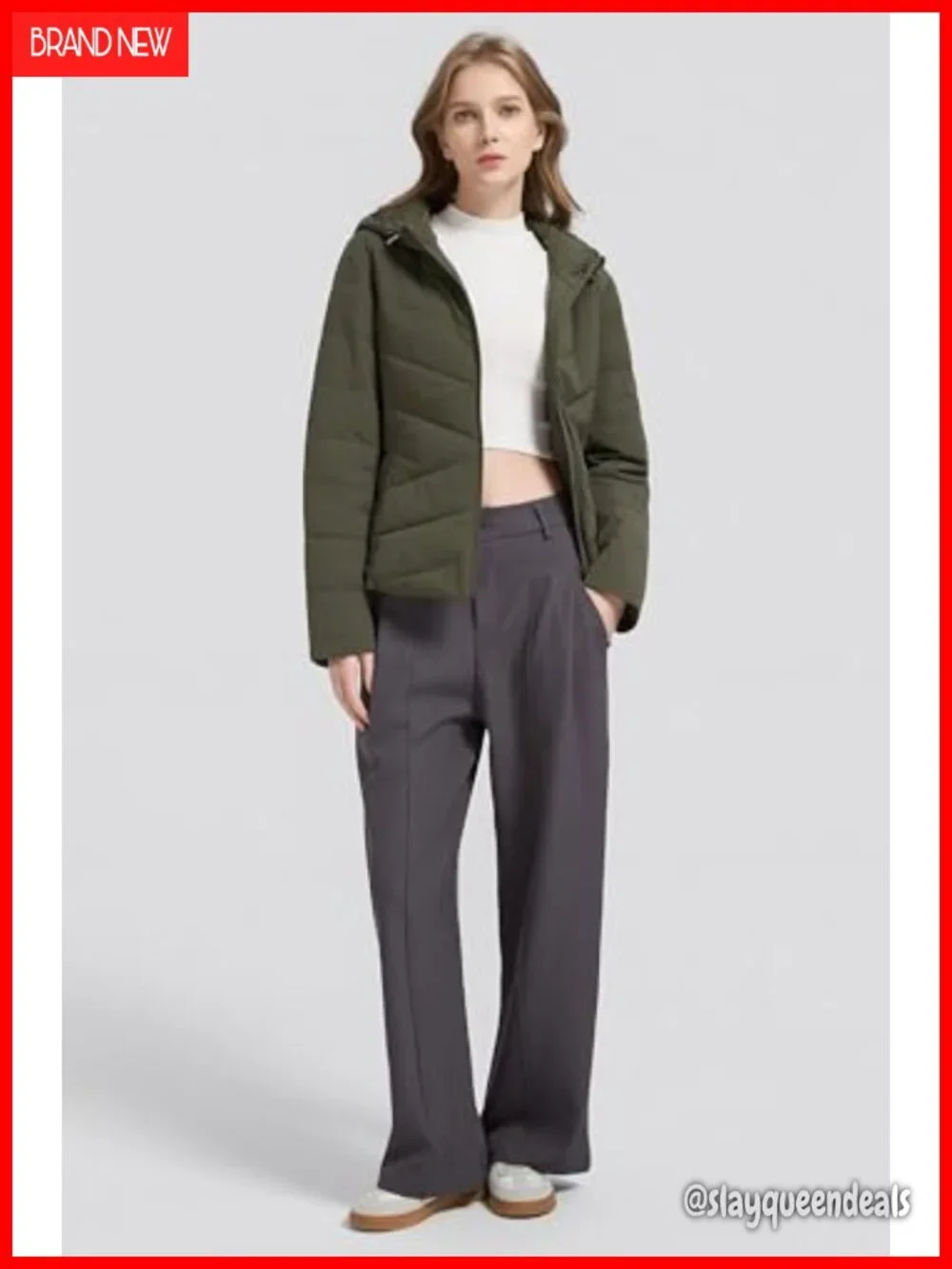 Women's Lightweight Puffer Jacket Hooded Quilted Coat Zip Up with Pockets
